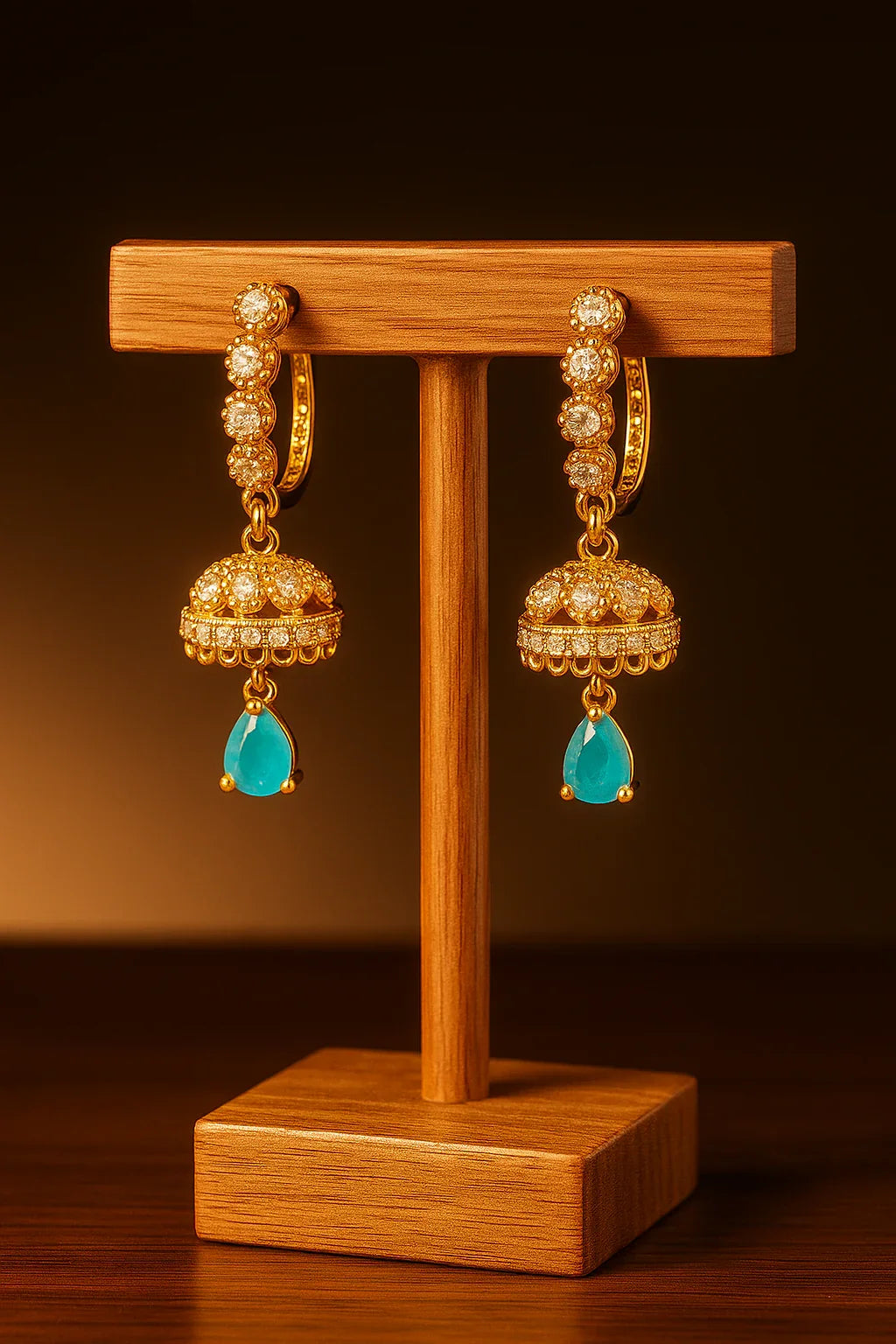 Heritage Jhumka Earrings with Blue Accents