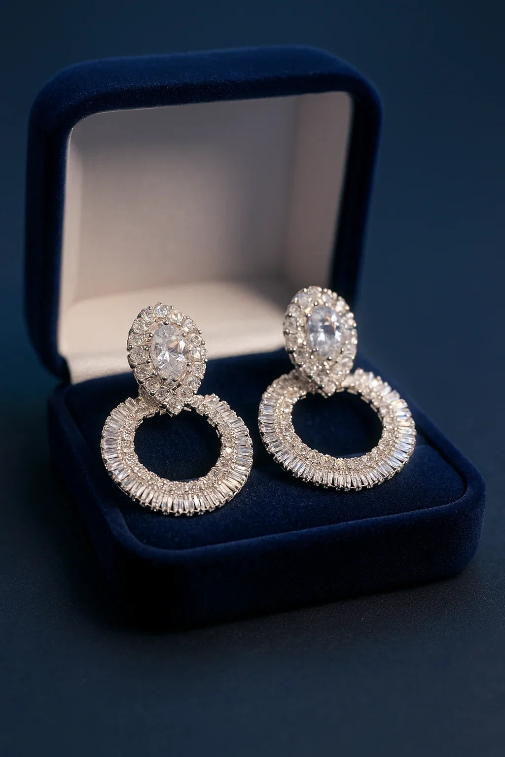 Exquisite Zircon Hoop Earrings with Pear Cut Crystal