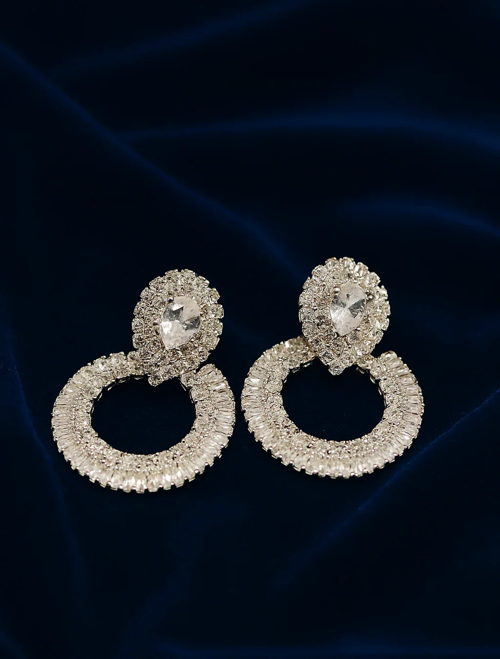 Exquisite Zircon Hoop Earrings with Pear Cut Crystal