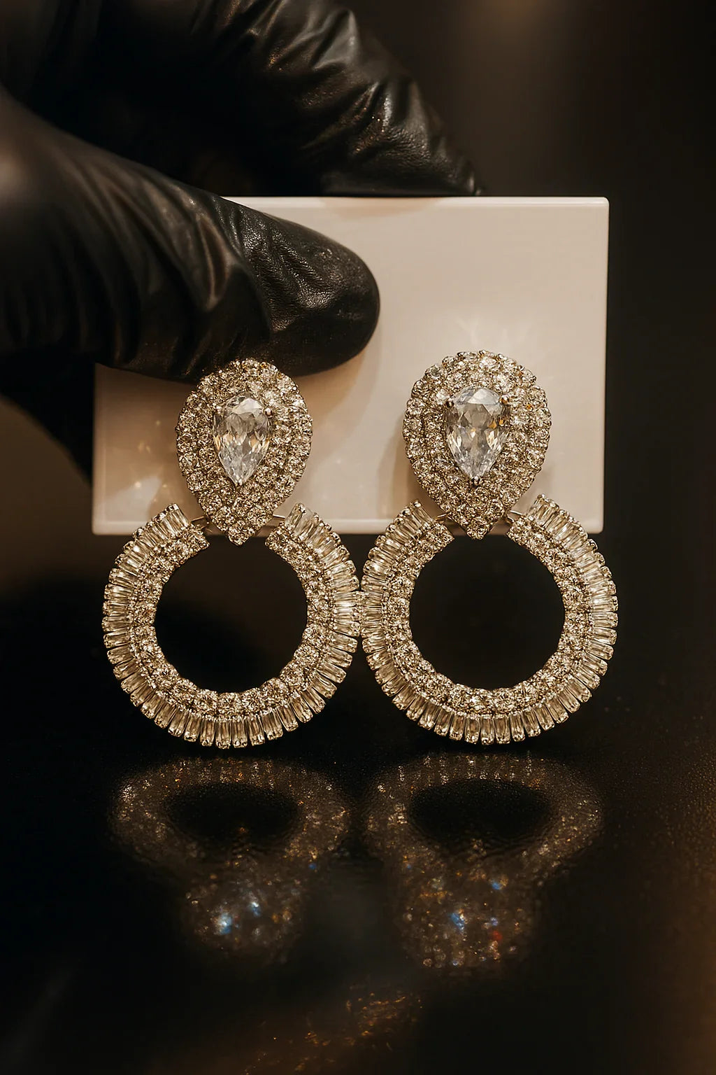 Exquisite Zircon Hoop Earrings with Pear Cut Crystal
