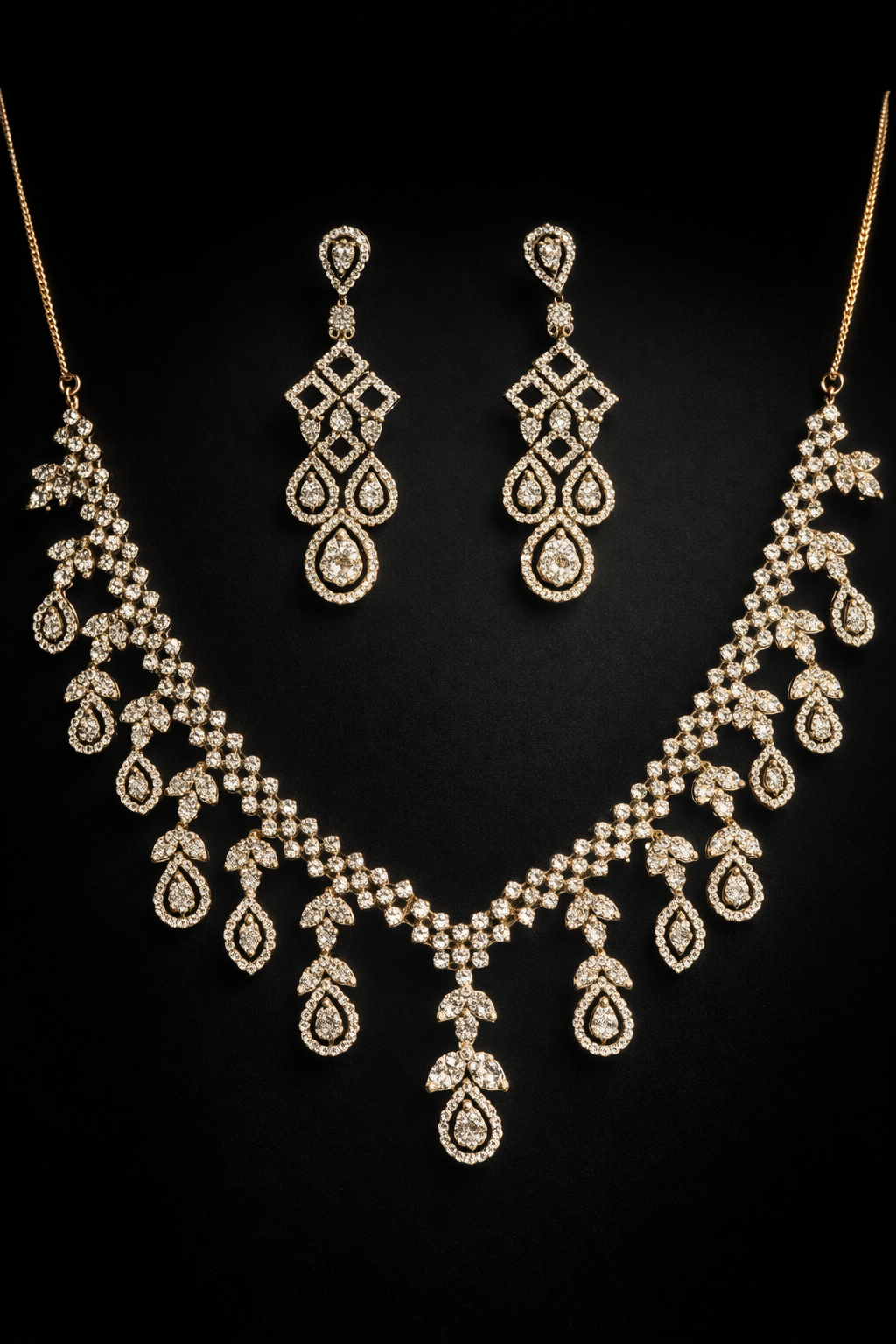 Imperial Bridal Diamond Necklace Set – Luxury Gold Jewelry