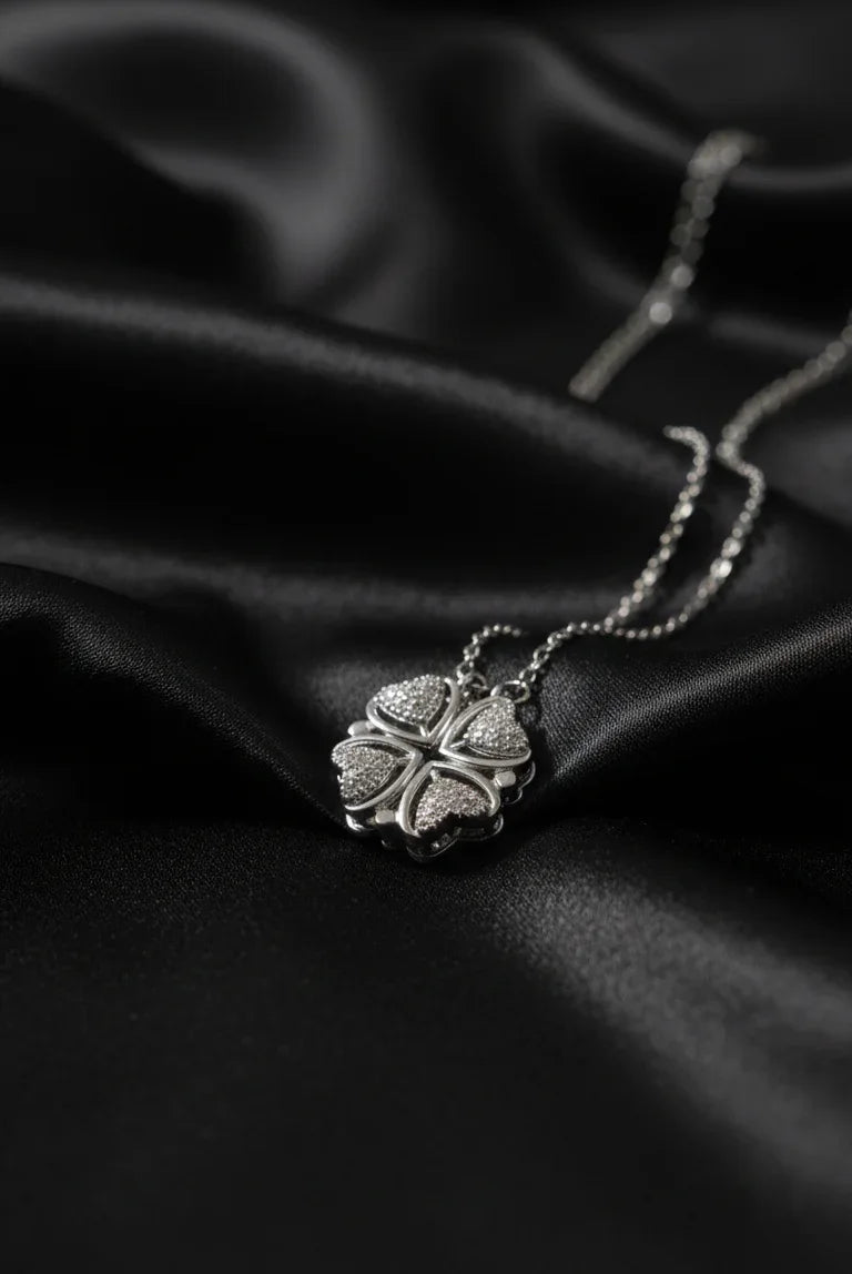 Heart Magnet Couple Necklace – Stainless Steel Silver